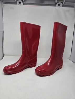 Arizona Winston Size 11 Womens Red Calf Length Rainboot Rubber Shiny Used